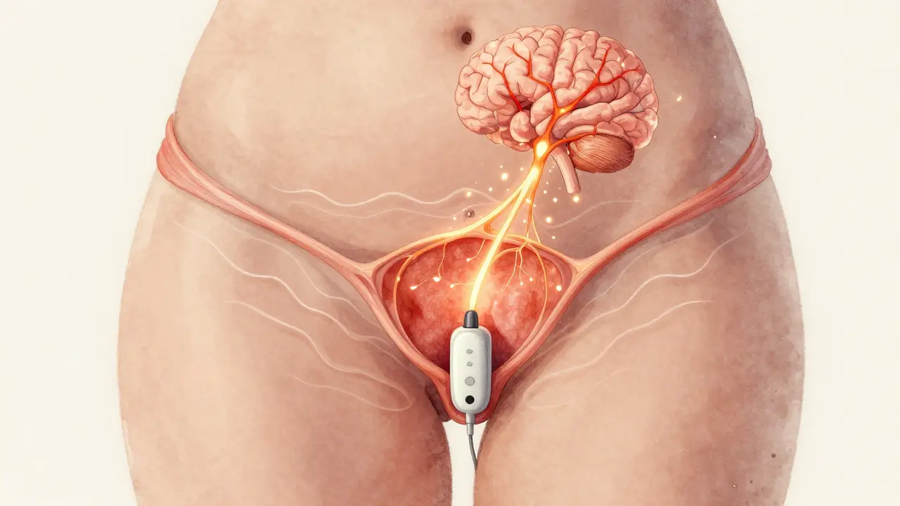 Hình ảnh minh họa các xung thần kinh phát sáng khi kích thích vùng kín, biểu thị tăng độ nhạy cảm.