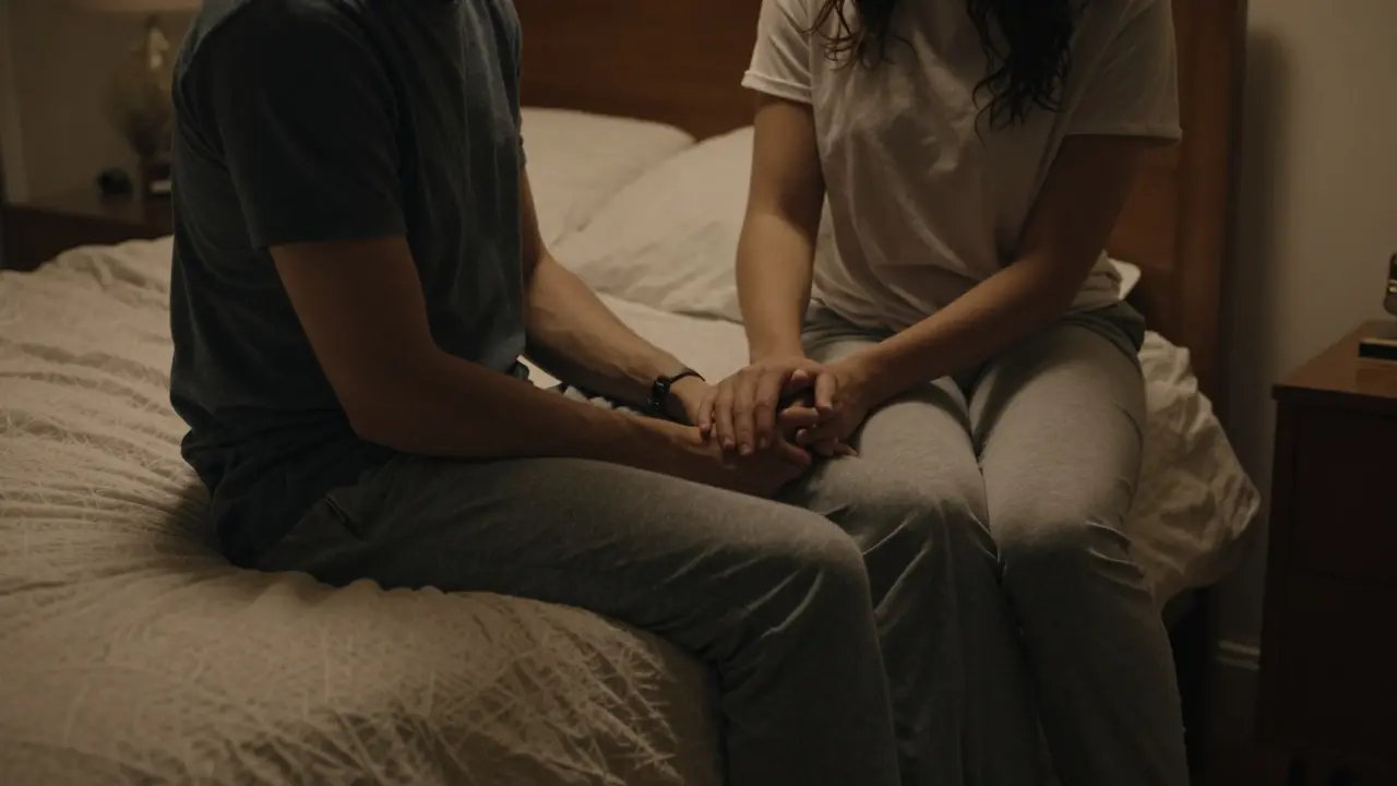 Cặp đôi thể hiện sự tin tưởng và gắn kết trong phòng ngủ.