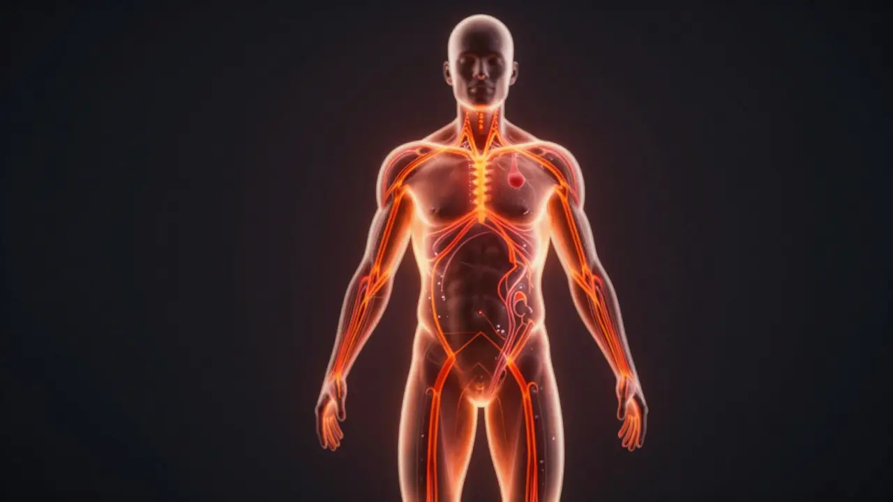 Hình ảnh trừu tượng biểu thị sức khỏe và tuần hoàn máu.