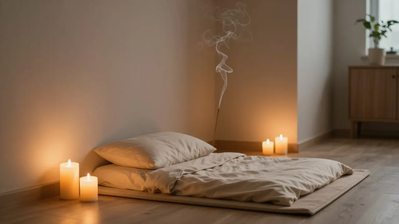 Không gian phòng ngủ ấm cúng chuẩn bị sẵn sàng cho giờ thư giãn riêng tư.