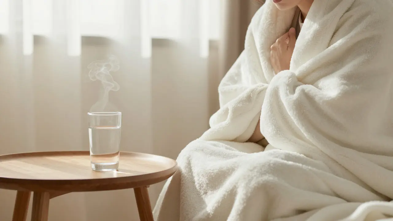 Hình ảnh chăm sóc sau trị liệu với chăn ấm và nước, tạo cảm giác an toàn