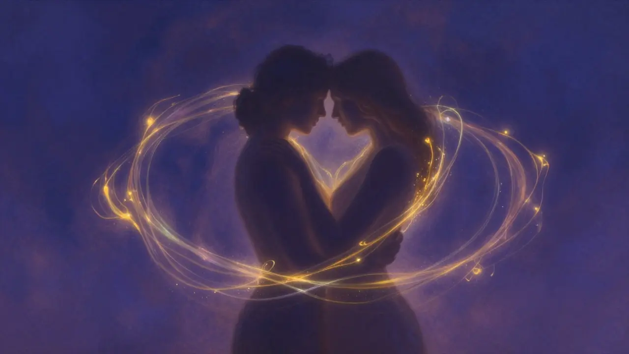Hình ảnh nghệ thuật về sự kết nối cảm xúc và tình yêu giữa cặp đôi
