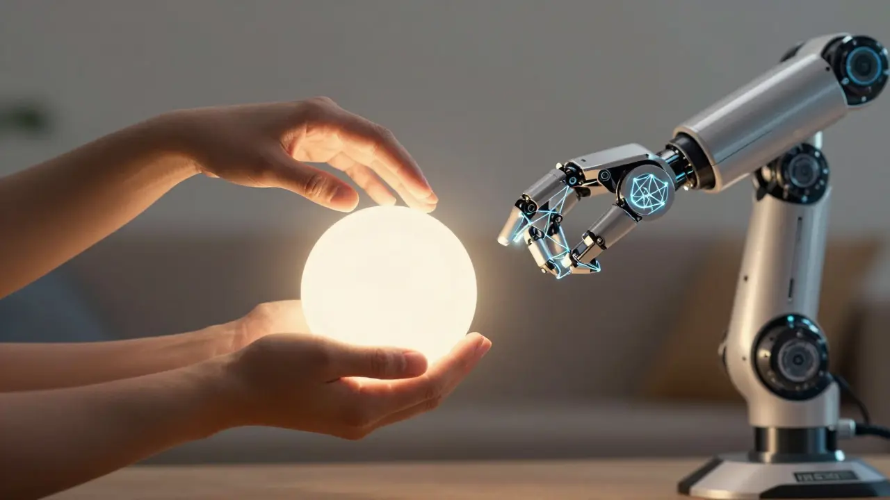 Biểu tượng so sánh giữa sự chạm trán của con người và công nghệ robot