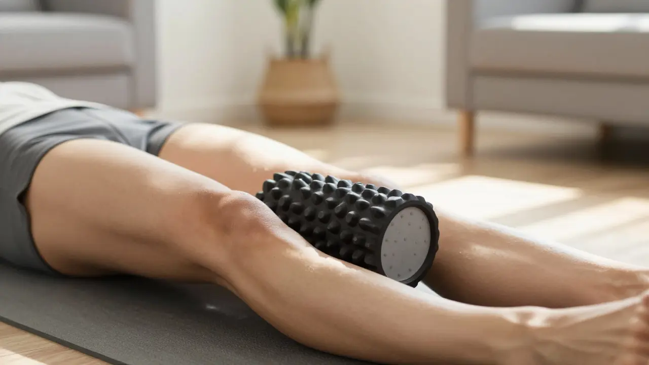 Người dùng con lăn xốp để tự chăm sóc cơ bắp tại nhà