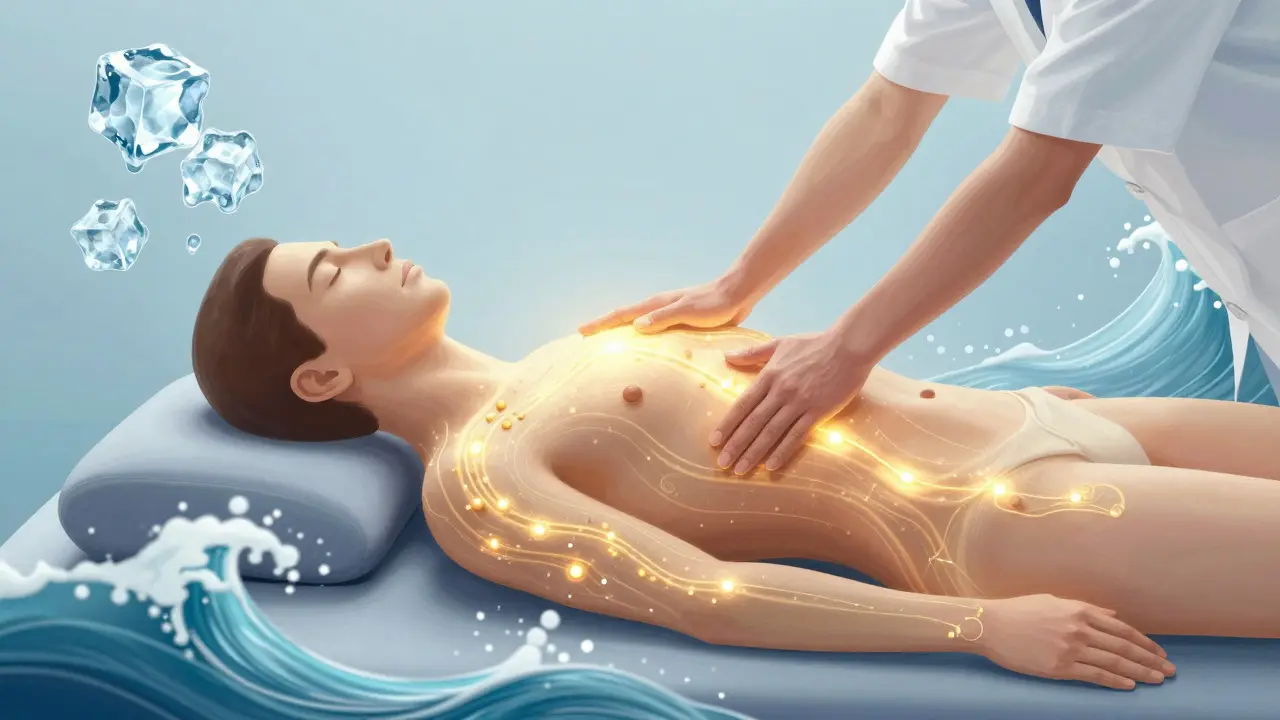 Hình ảnh minh họa năng lượng và lợi ích sức khỏe của liệu pháp massage cơ thể