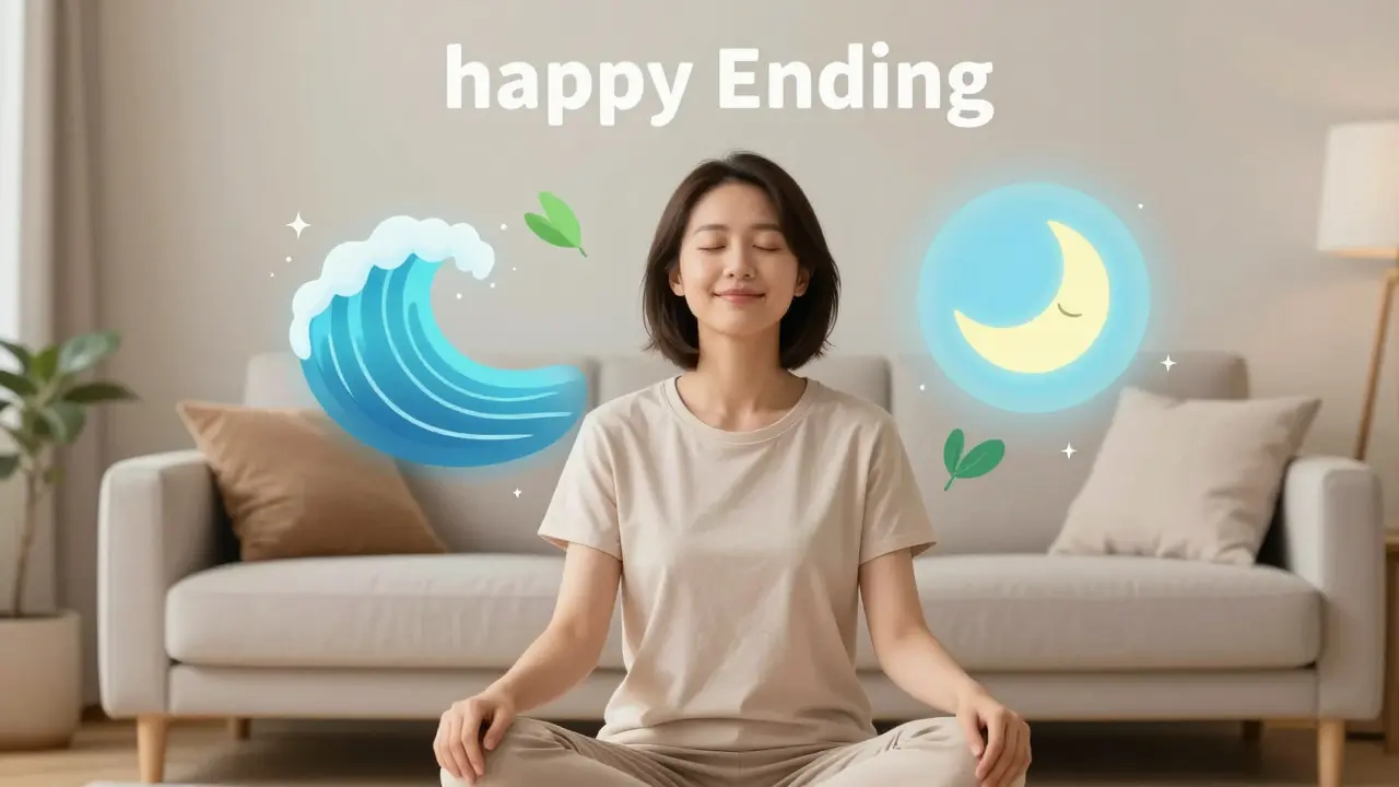 Người phụ nữ thư giãn thể hiện cảm giác hạnh phúc sau massage